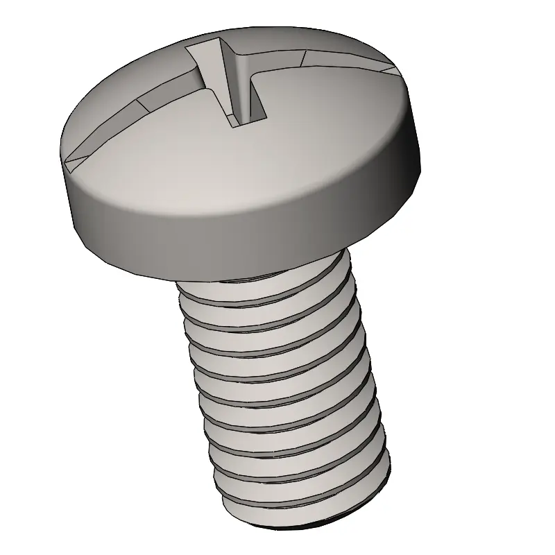 M6 x 12 mm  Pan Head   Combination Phillips/Slotted  Machine Screw SUS304 Stainless Steel Inox DIN 7985