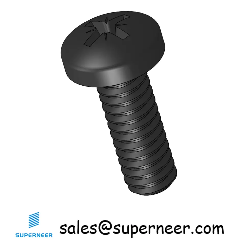 2-56 x 1/4" Pan Head Pozi Machine Screw Steel Black ANSI/ASME B18.6.3