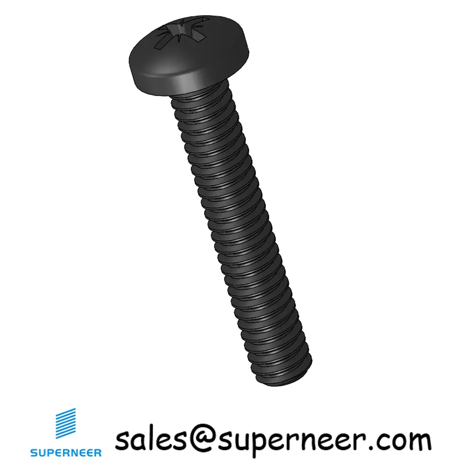 2-56 x 1/2" Pan Head Pozi Machine Screw Steel Black ANSI/ASME B18.6.3