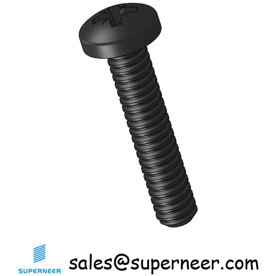 3-48 x 1/2" Pan Head Pozi Machine Screw Steel Black ANSI/ASME B18.6.3