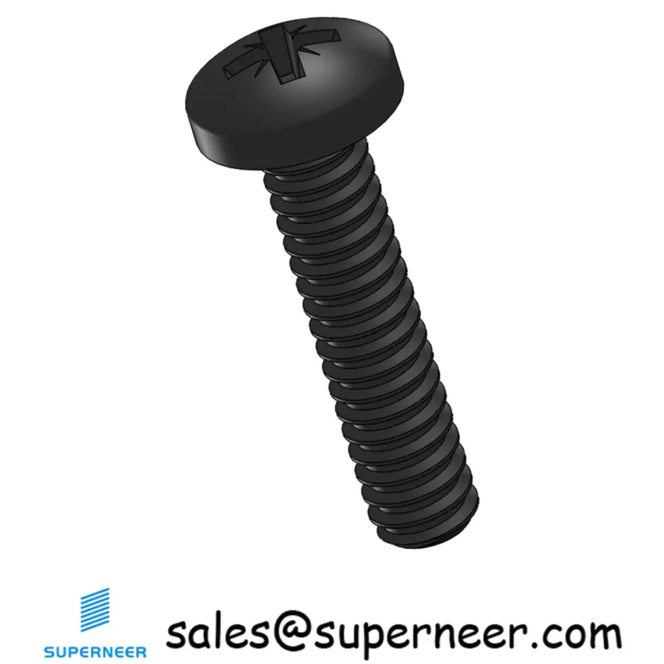 4-40 x 1/2" Pan Head Pozi Machine Screw Steel Black ANSI/ASME B18.6.3