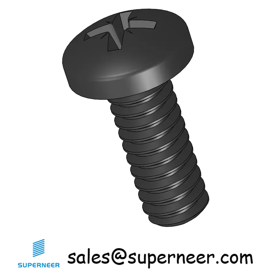 10-32 x 1/2" Pan Head Pozi Machine Screw Steel Black ANSI/ASME B18.6.3