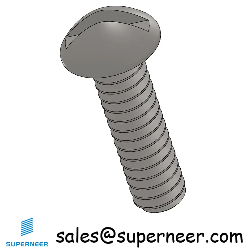 6-32 x 1/2" Round Head Slotted  Machine Screw SUS304 Stainless Steel Inox