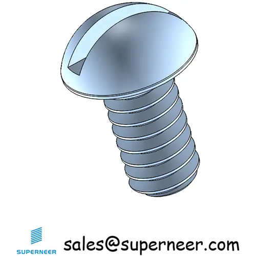 10-32 x 3/8" Round Head Slotted Machine Screw Steel Blue Zinc Plated