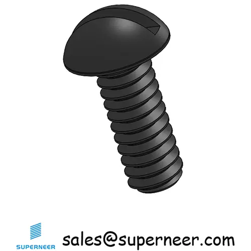 10-32 x 1/2" Round Head Slotted Machine Screw Steel Black