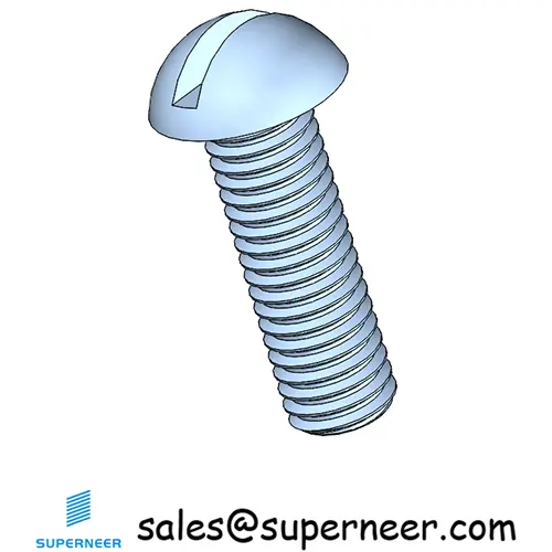 M5 x 16mm Round Head Slotted Machine Screw Steel Blue Zinc Plated