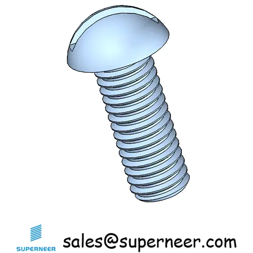 M6 x 16mm Round Head Slotted Machine Screw Steel Blue Zinc Plated