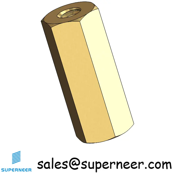 6-32 x 5/8" Female Female Brass Stand Off Hex Spacers 