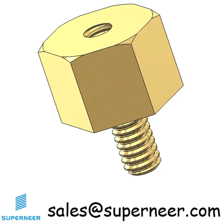 2-56 x 3/16"" Hex Standoff Spacer Brass Hex Male Female Screw Supply