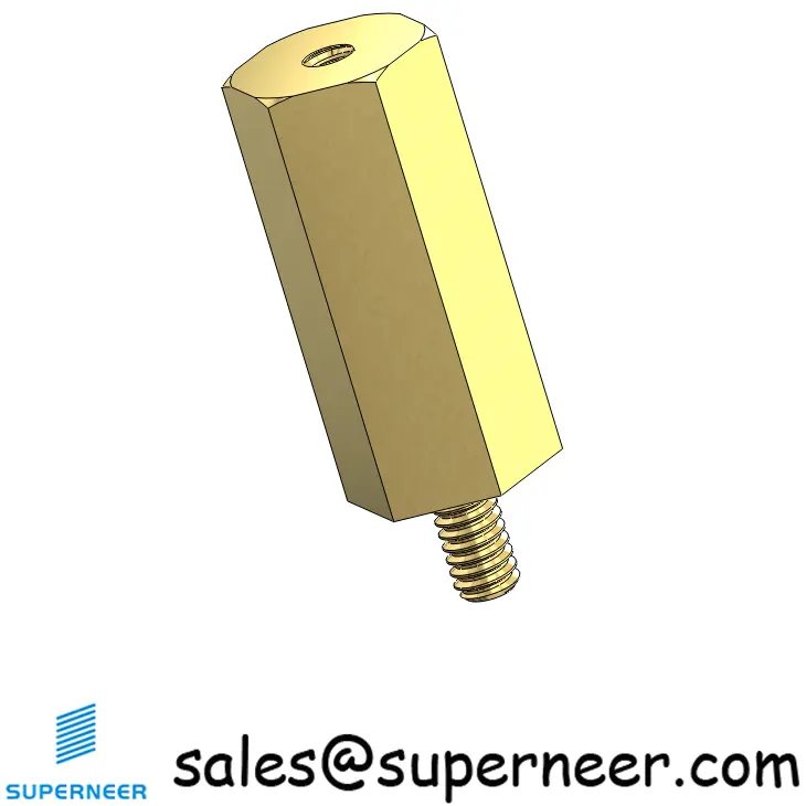 2-56 x 19/32" Hex Standoff Spacer Brass Hex Male Female Screw Supply