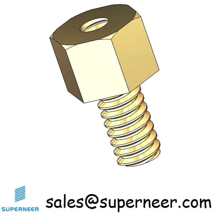 6-32 x 3/16" Male-Female Threaded Hex Standoffs Inch Brass Material