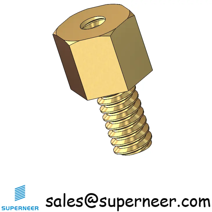 6-32 x 7/32" Male-Female Threaded Hex Standoffs Inch Brass Material