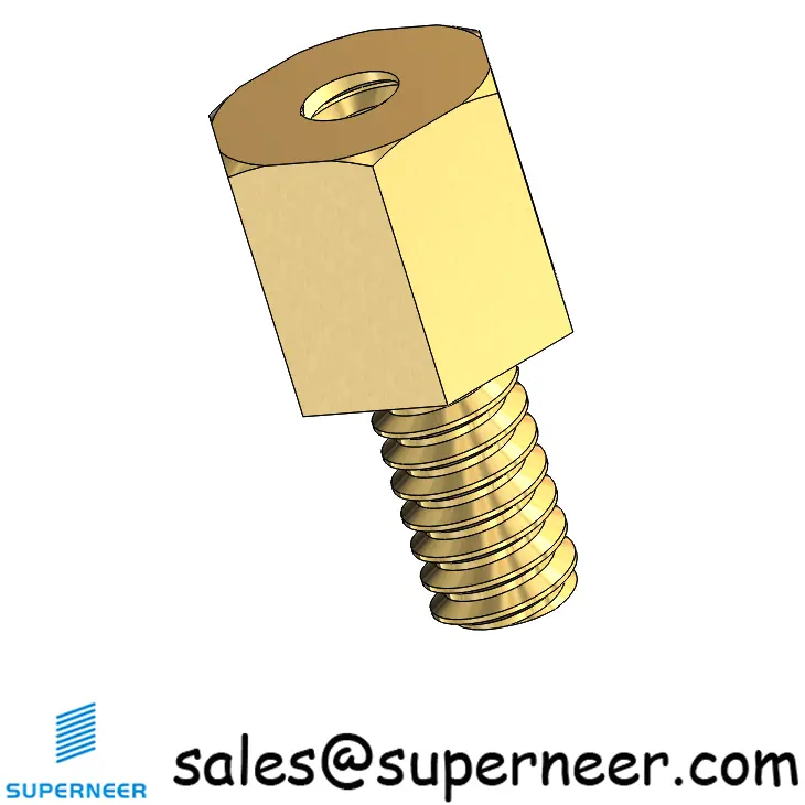 6-32 x 1/4" Male-Female Threaded Hex Standoffs Inch Brass Material