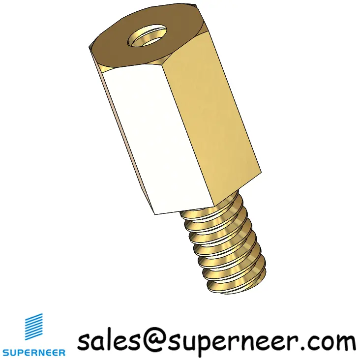 6-32 x 3/8" Male-Female Threaded Hex Standoffs Inch Brass Material