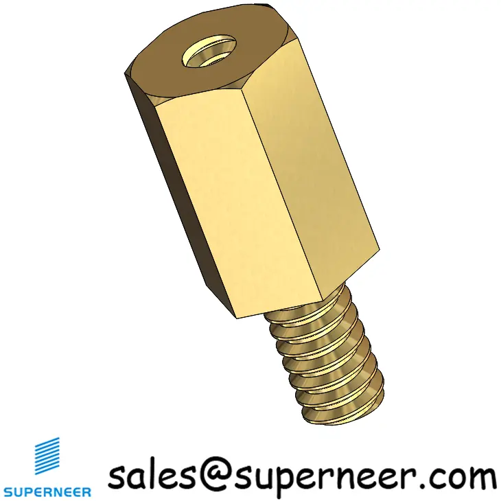 6-32 x 13/32" Male-Female Threaded Hex Standoffs Inch Brass Material