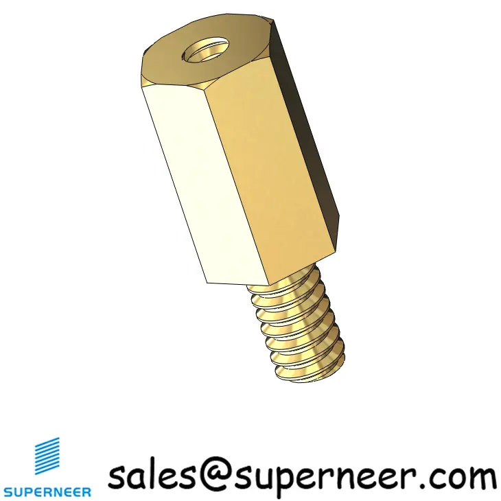 6-32 x 7/16" Male-Female Threaded Hex Standoffs Inch Brass Material