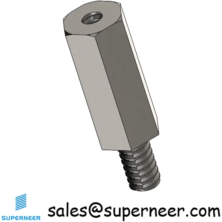 6-32 x 19/32" Male-Female Threaded Hex Standoffs Inch SUS303 Stainless Steel Inox Material