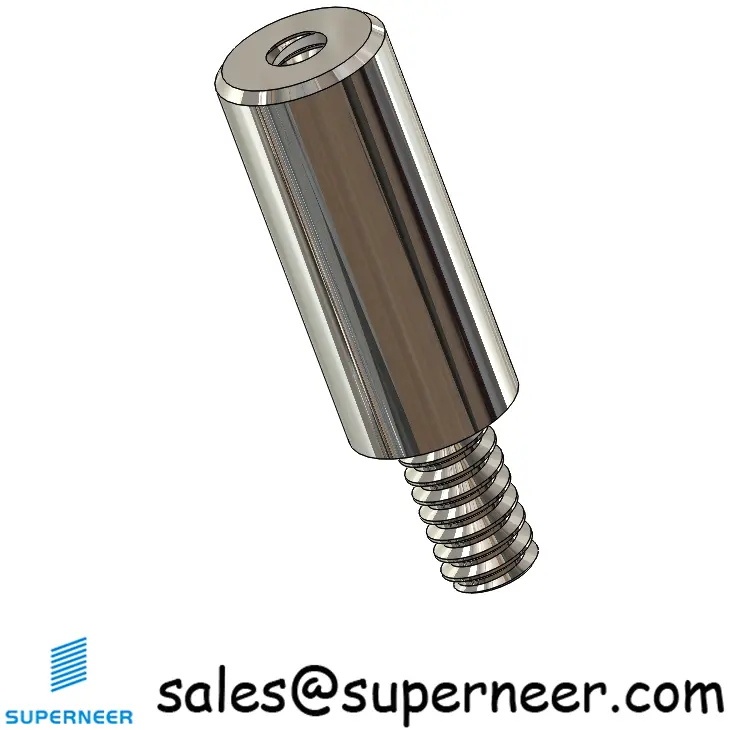 6-32 x 19/32" SUS303 Stainless Steel Inox Round Standoff Male Female Threaded Spacer