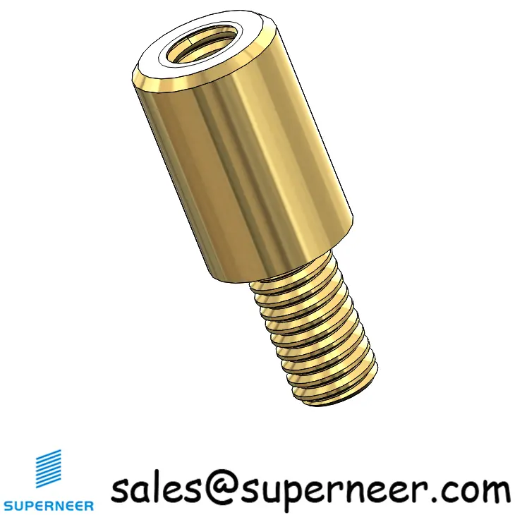 M3.5 x 9mm Male-Female Threaded Round Standoffs Metric Brass Material