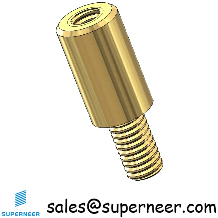 M3.5 x 10mm Male-Female Threaded Round Standoffs Metric Brass Material