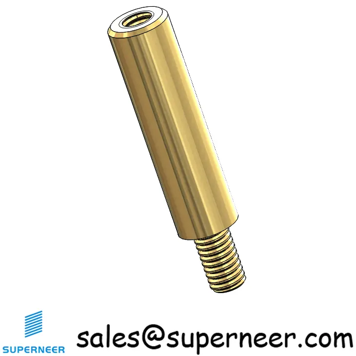 M3.5 x 22mm Male-Female Threaded Round Standoffs Metric Brass Material