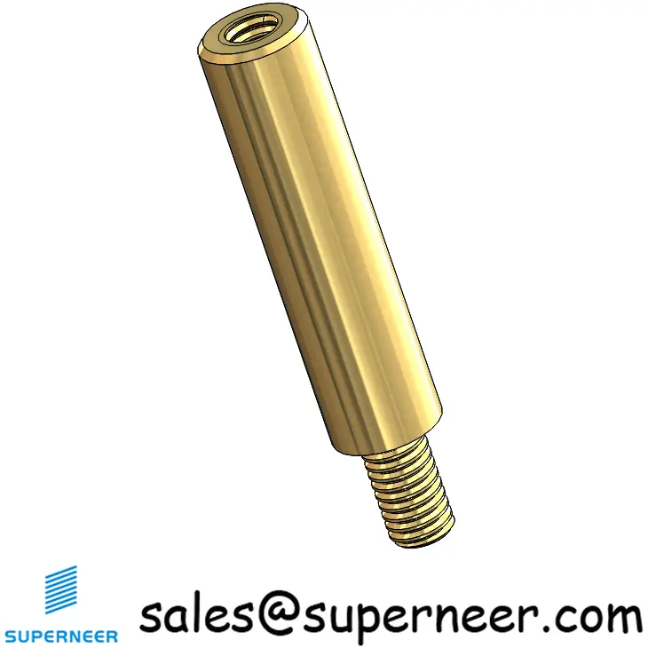 M3.5 x 24mm Male-Female Threaded Round Standoffs Metric Brass Material