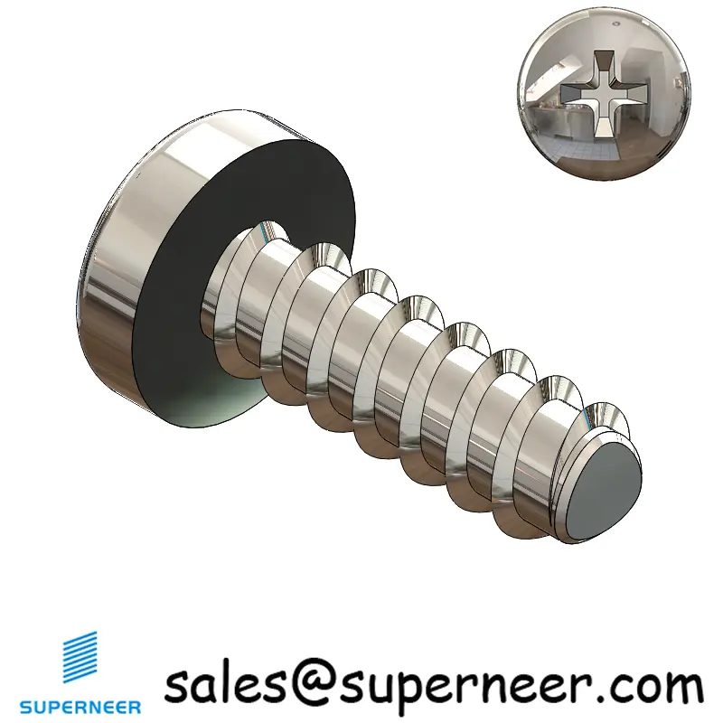 0 × 3/16" Pan Head Phillips Thread Forming  inch Screws for Plastic  SUS304 Stainless Steel Inox