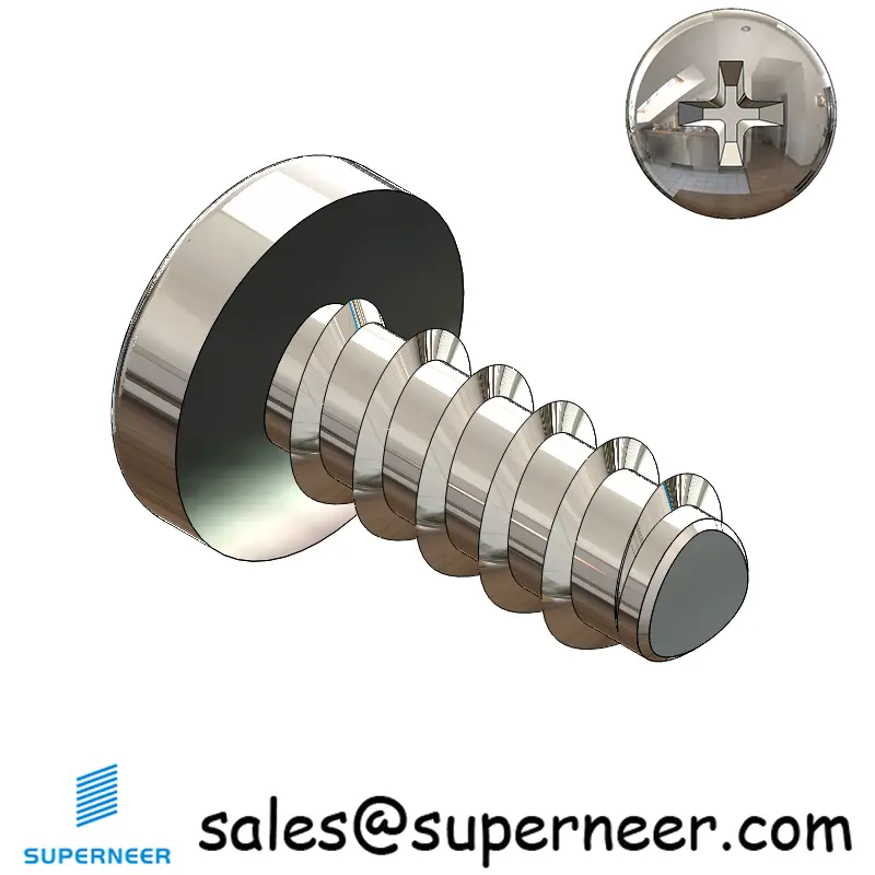 1 × 3/16" Pan Head Phillips Thread Forming inch Screws for Plastic  SUS304 Stainless Steel Inox