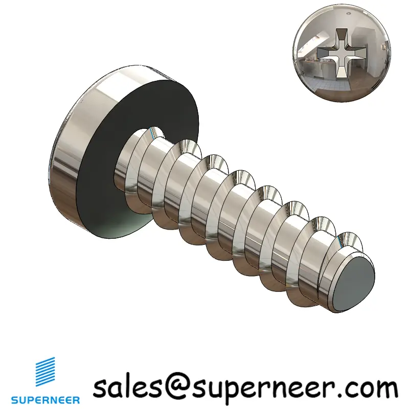 1 × 1/4" Pan Head Phillips Thread Forming inch Screws for Plastic  SUS304 Stainless Steel Inox