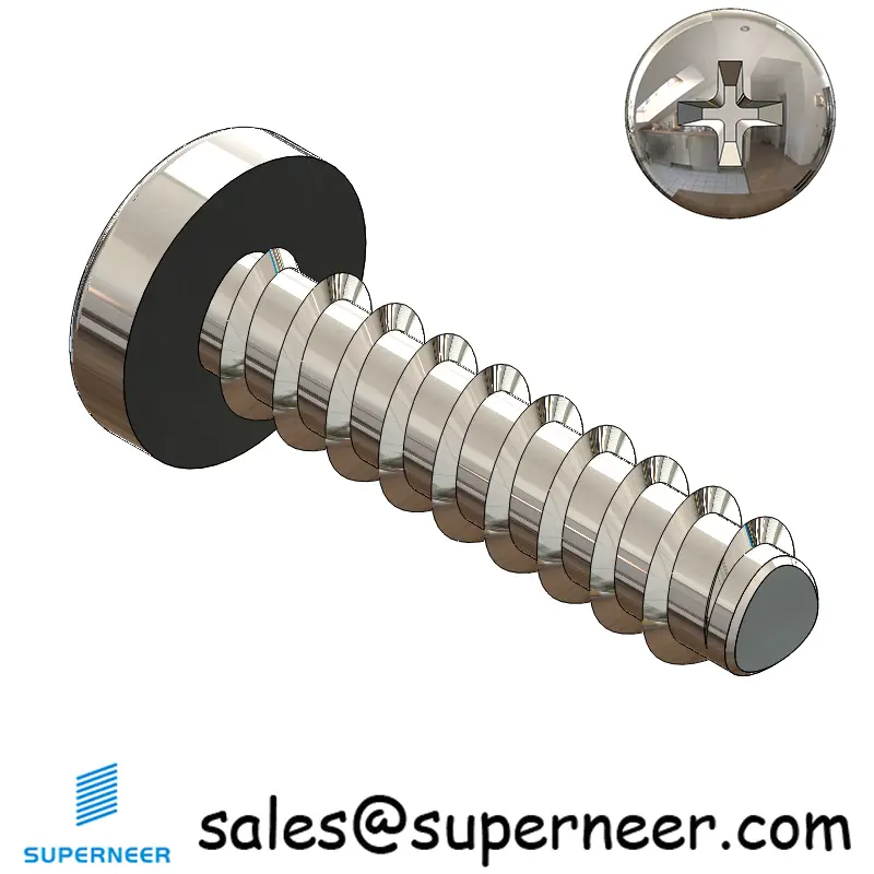 1 × 5/16" Pan Head Phillips Thread Forming inch Screws for Plastic  SUS304 Stainless Steel Inox