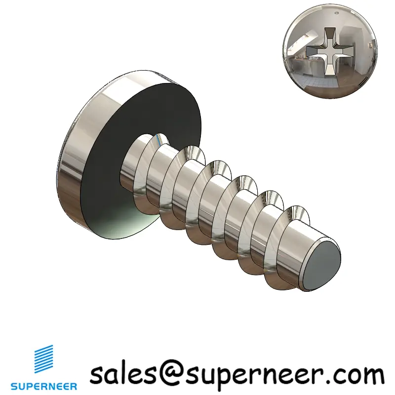 2 × 1/4" Pan Head Phillips Thread Forming inch Screws for Plastic  SUS304 Stainless Steel Inox