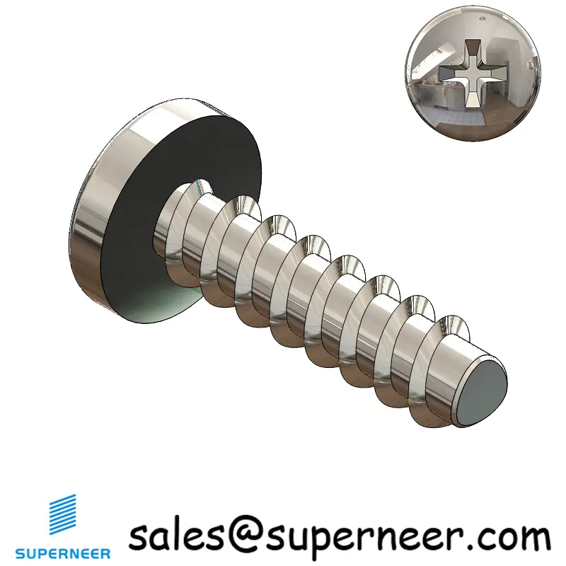 2 × 5/16" Pan Head Phillips Thread Forming inch Screws for Plastic  SUS304 Stainless Steel Inox