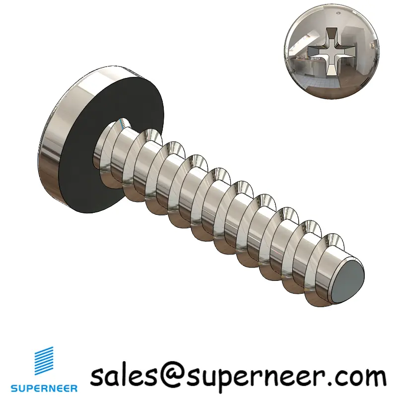 2 × 3/8" Pan Head Phillips Thread Forming inch Screws for Plastic  SUS304 Stainless Steel Inox