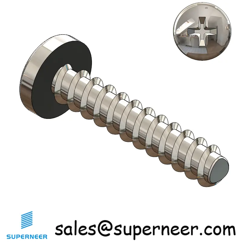 2 × 7/16" Pan Head Phillips Thread Forming inch Screws for Plastic  SUS304 Stainless Steel Inox