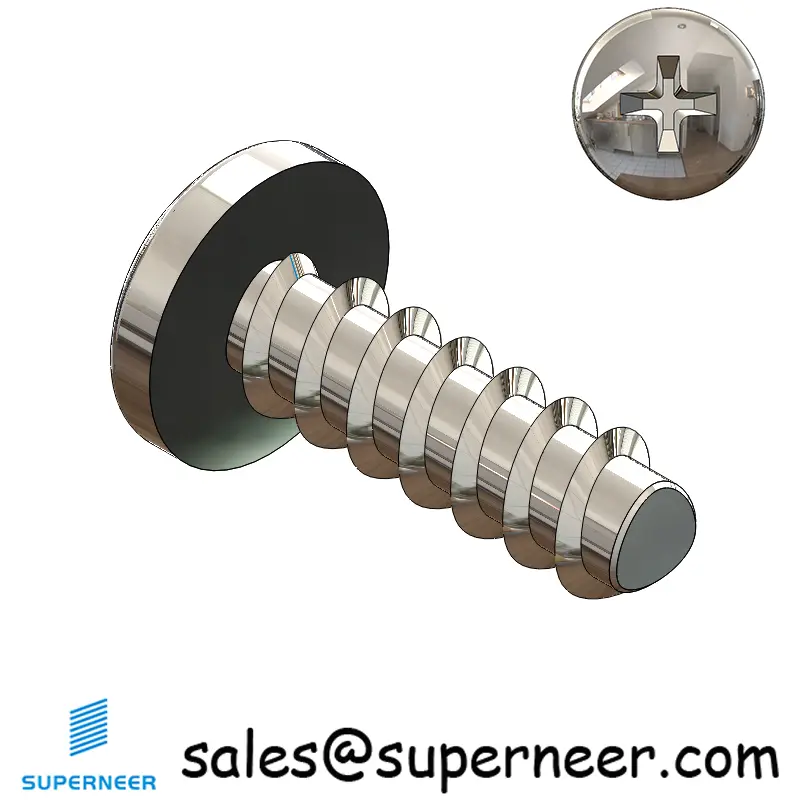 3 × 5/16" Pan Head Phillips Thread Forming inch Screws for Plastic  SUS304 Stainless Steel Inox