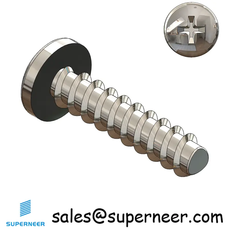 3 × 7/16" Pan Head Phillips Thread Forming inch Screws for Plastic  SUS304 Stainless Steel Inox