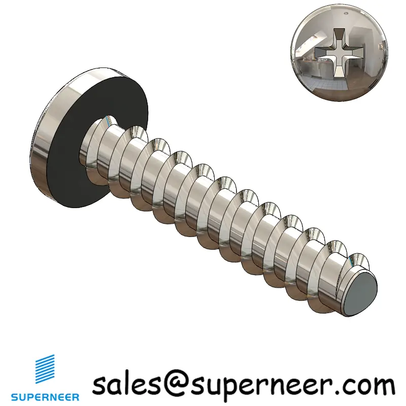 3 × 1/2" Pan Head Phillips Thread Forming inch Screws for Plastic  SUS304 Stainless Steel Inox