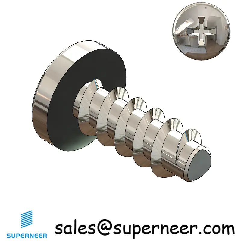 4 × 5/16" Pan Head Phillips Thread Forming inch Screws for Plastic  SUS304 Stainless Steel Inox