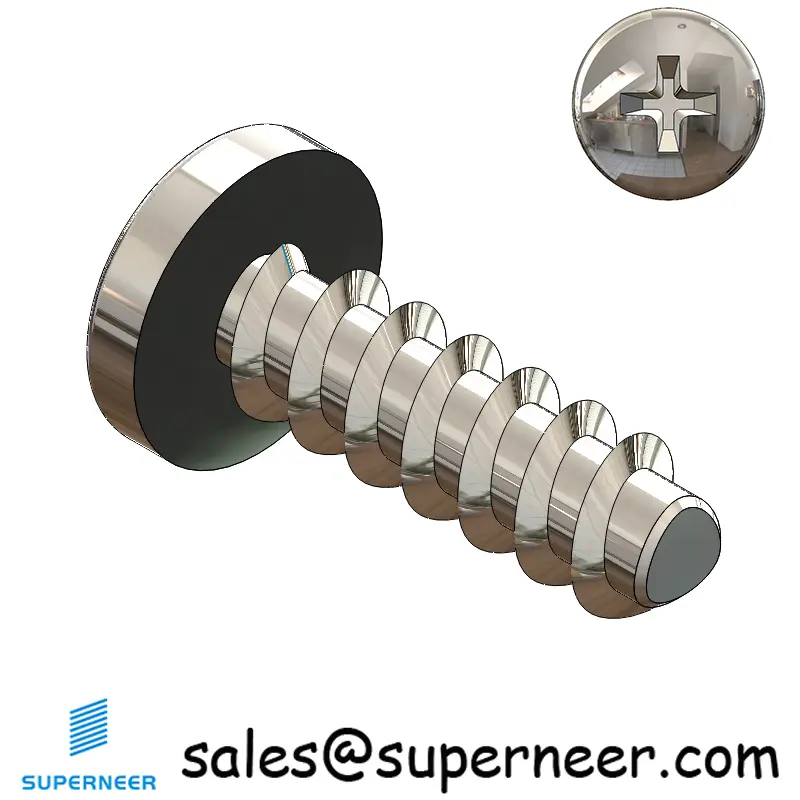 4 × 3/8" Pan Head Phillips Thread Forming inch Screws for Plastic  SUS304 Stainless Steel Inox