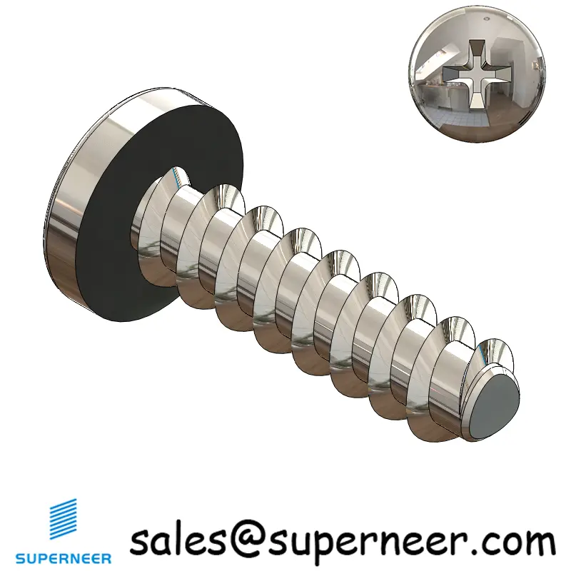 4 × 7/16" Pan Head Phillips Thread Forming inch Screws for Plastic  SUS304 Stainless Steel Inox