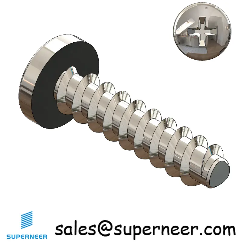 4 × 1/2" Pan Head Phillips Thread Forming inch Screws for Plastic  SUS304 Stainless Steel Inox