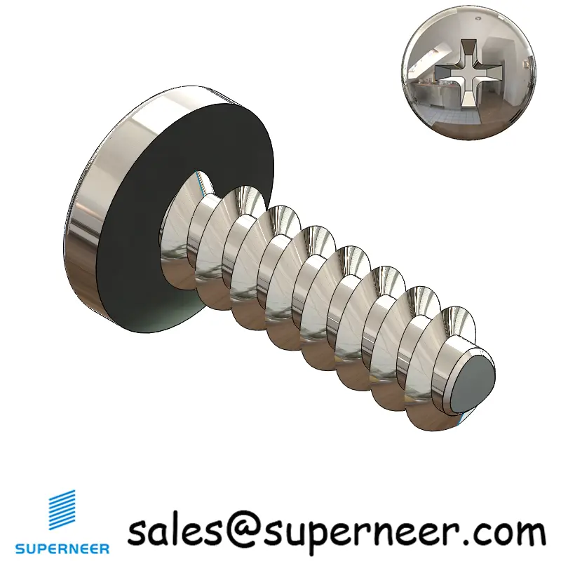 6 × 7/16" Pan Head Phillips Thread Forming inch Screws for Plastic  SUS304 Stainless Steel Inox