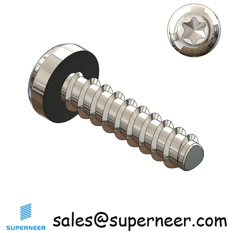 1 × 5/16" Pan Head Torx Thread Forming inch Screws for Plastic  SUS304 Stainless Steel Inox