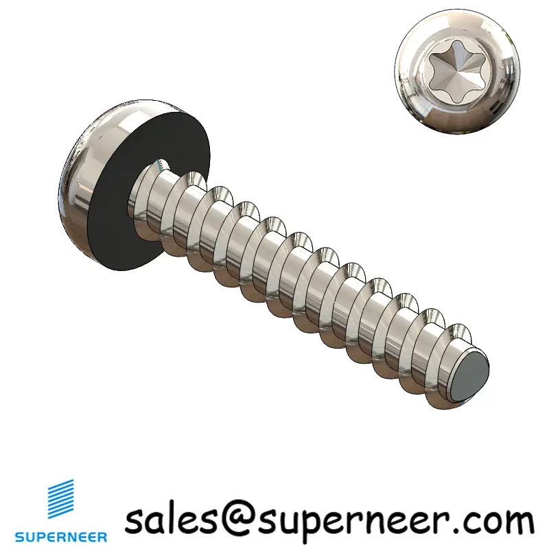 2 × 7/16" Pan Head Torx Thread Forming inch Screws for Plastic  SUS304 Stainless Steel Inox