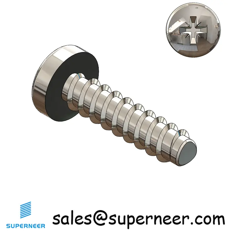 0 × 1/4" Pan Head Pozi Thread Forming inch Screws for Plastic  SUS304 Stainless Steel Inox