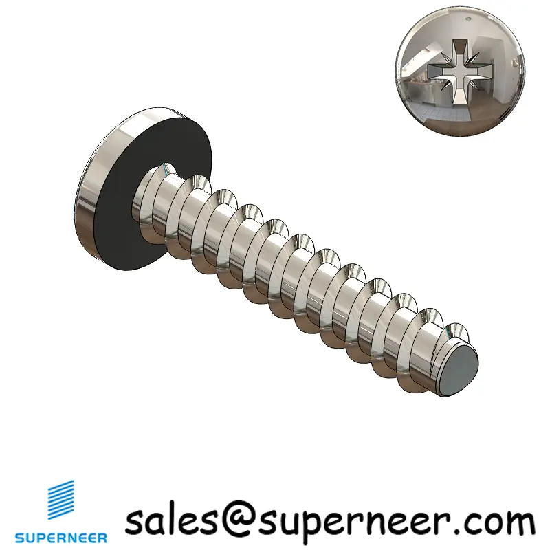 3 × 1/2" Pan Head Pozi Thread Forming inch Screws for Plastic  SUS304 Stainless Steel Inox