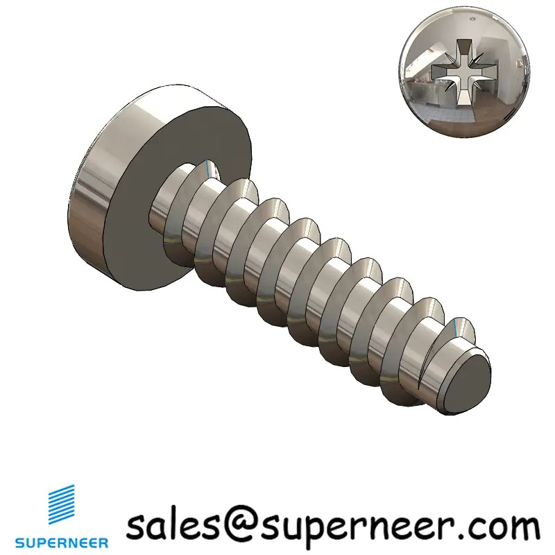 M2.2 × 8mm  Pan Head Pozi Thread Foming Screws for Plastic SUS304 Stainless Steel Inox