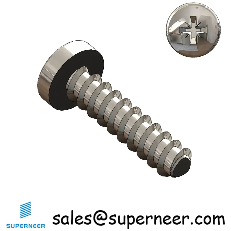 M2.2 × 9mm  Pan Head Pozi Thread Foming Screws for Plastic SUS304 Stainless Steel Inox