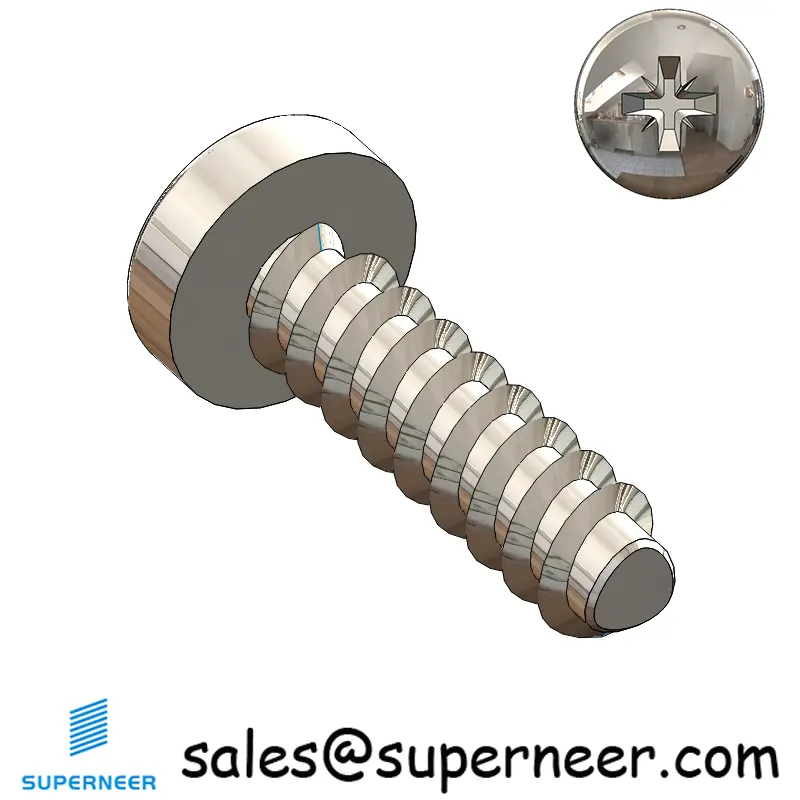 M2.5 × 9mm  Pan Head Pozi Thread Foming Screws for Plastic SUS304 Stainless Steel Inox