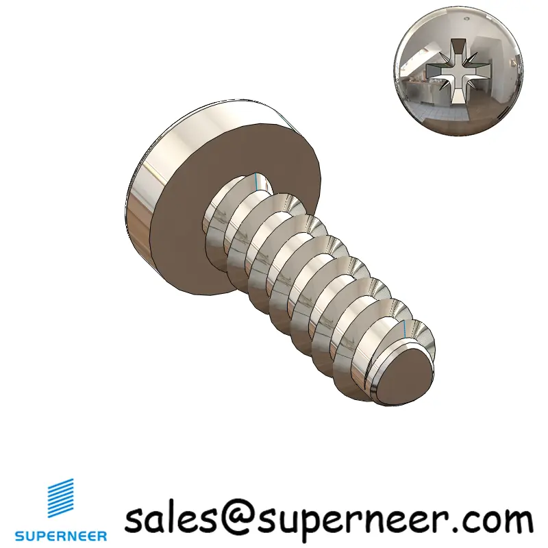 M3 × 9mm  Pan Head Pozi Thread Foming Screws for Plastic SUS304 Stainless Steel Inox